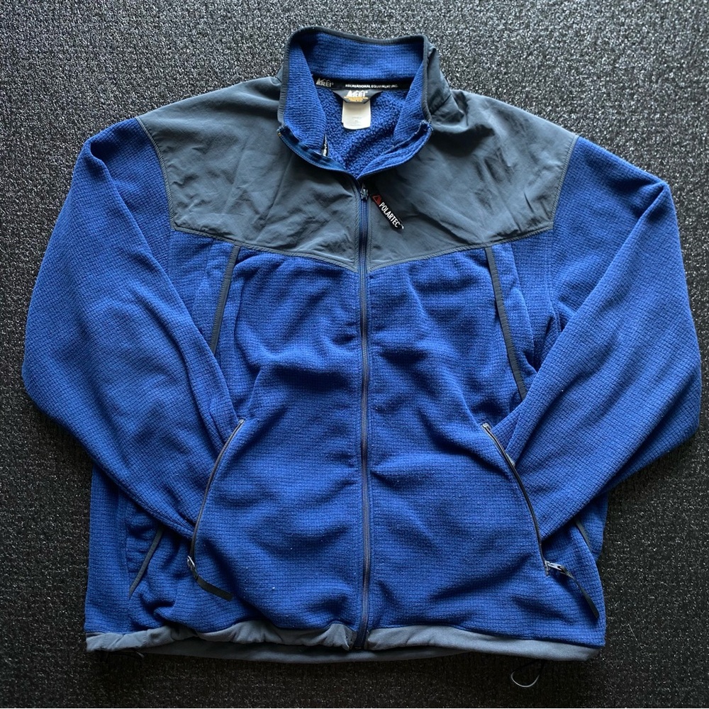 VTG 90s/Y2k REI Blue Polartech Fleece Jacket Full Zip Size XL Hiking/Camping